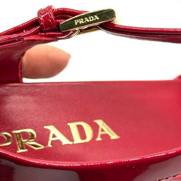 PRADA Modellerie Logo D'Orsay Square Toe Ankle Strap Mary Jane Pumps Heels - Picture 13 of 16